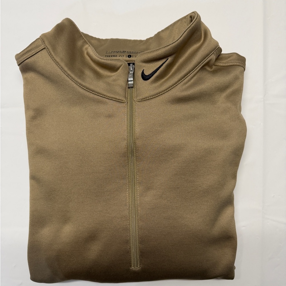 Nike Golf Men’s Zip-Up Sweater - Khaki with Black‎ Swoosh